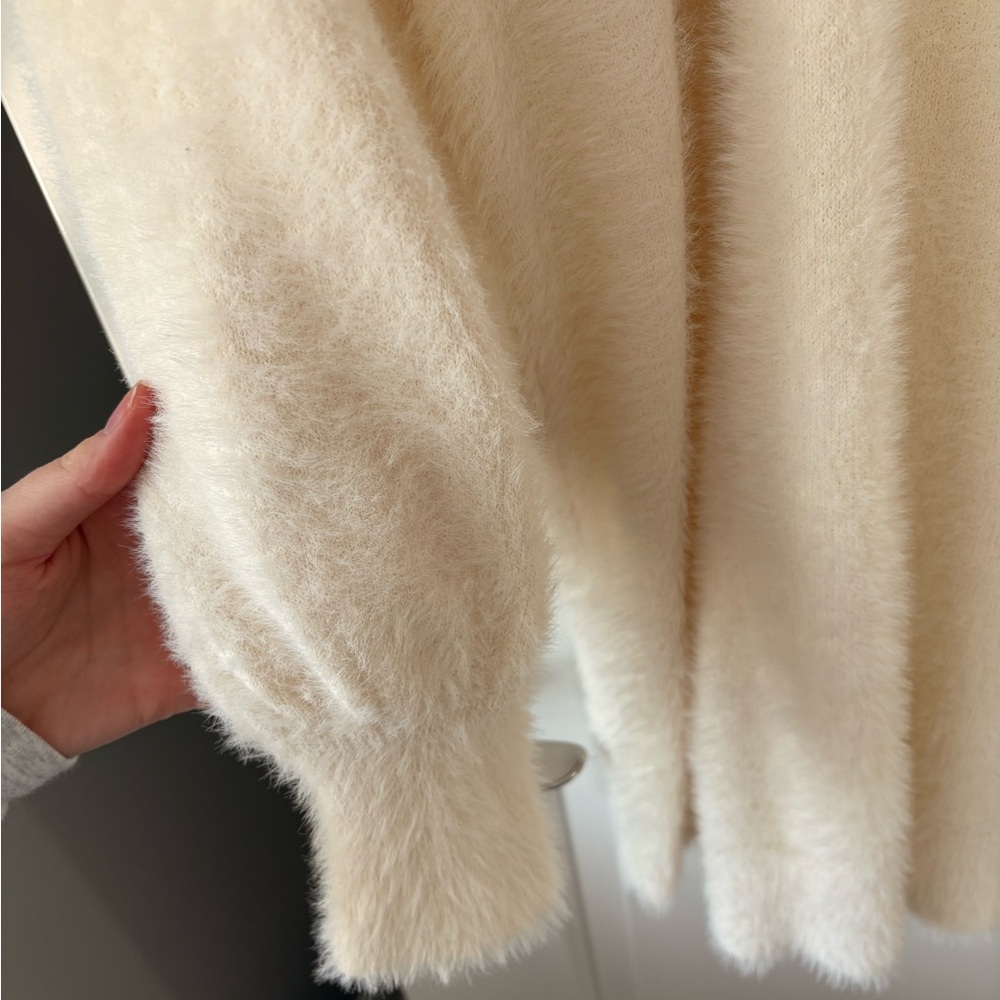 Express Soft Cream Cowl Neck Sweater - Picture 3 of 4